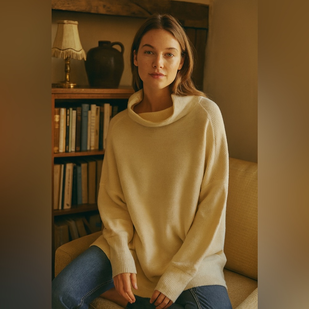 Free People Ottoman Cream Cowl Neck Sweater | Small |